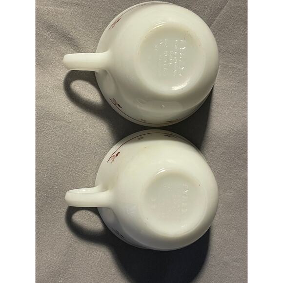 Vintage Corning 8oz. PYREX set/2 coffee tea mugs with burgundy rose design - Picture 6 of 9